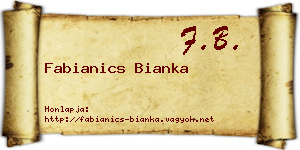 Fabianics Bianka névjegykártya